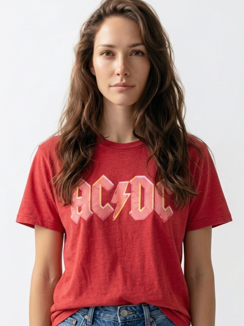 AC/DC Red Tee Lightning Bolt Graphic Band Short Sleeve Shirt Unisex Size Small